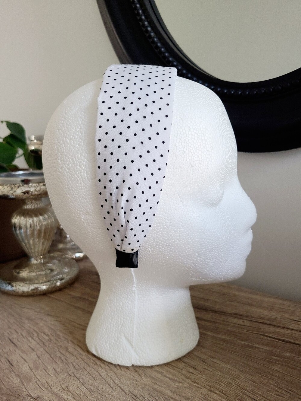 White Polka Dot Headband, Women's Headband, Hair Accessories